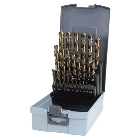 Borrsats 1-13 mm, HSS-Co, steg om 0,5 mm, 25 delar